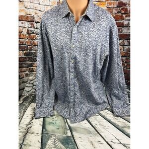 Robert Graham Mens XL Long Sleeve Button Down Shirt Blue Paisley Print Casual